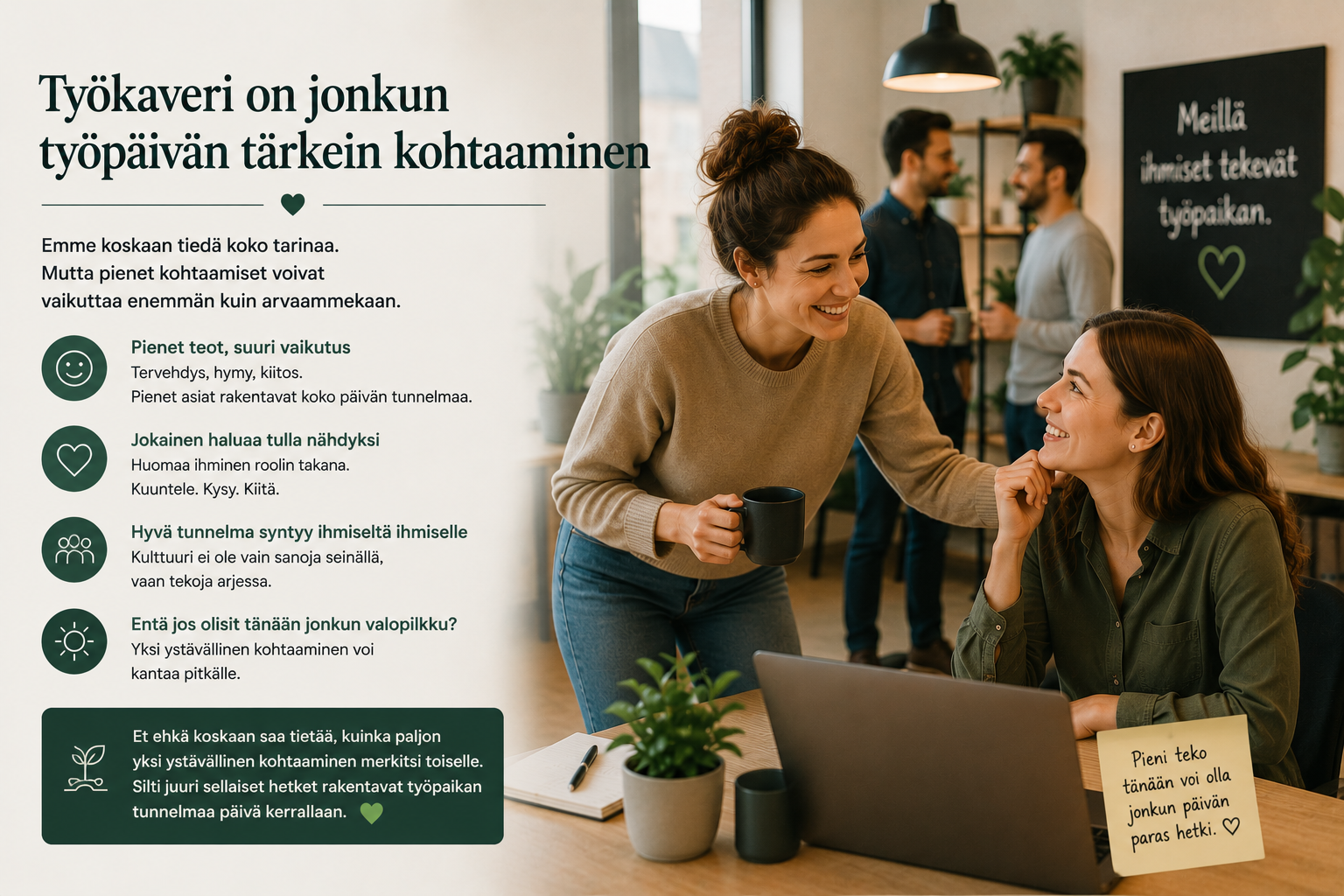 Työkaveri on jonkun työpäivän tärkein kohtaaminen