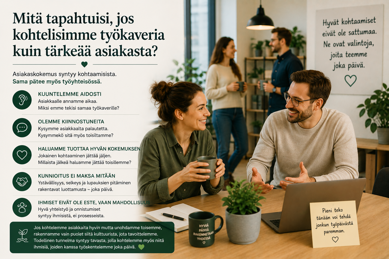 Mitä tapahtuisi, jos kohtelisimme työkaveria kuin tärkeää asiakasta?